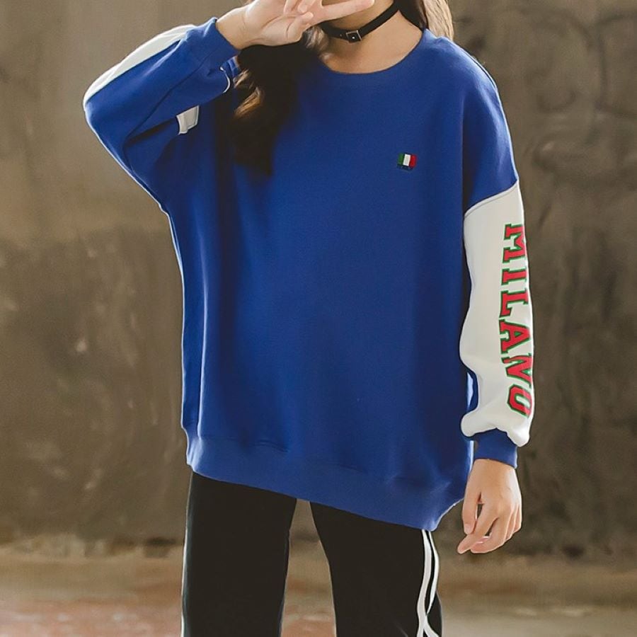 小学生子供服女の子セットアップキッズパンツ2点セット上下セットスポーツ長袖通学セーター9683