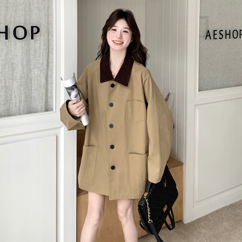 ファッション気質衝突トレンチコートのジャケット2025新しい英国スタイルのレトロな作業コートの長い