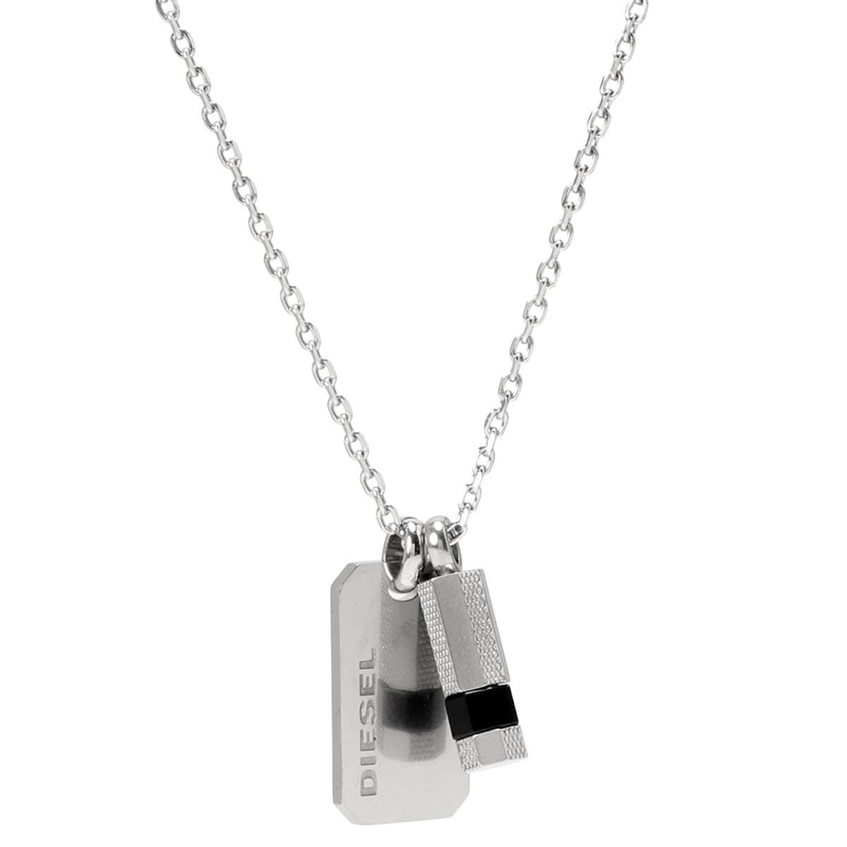ディーゼル ネックレス ペンダント DIESEL メンズ DX1156040 ロゴプレート ボルト シルバー/ブラック アクセサリー ブレイブマン（モヒカン） DX1156040
