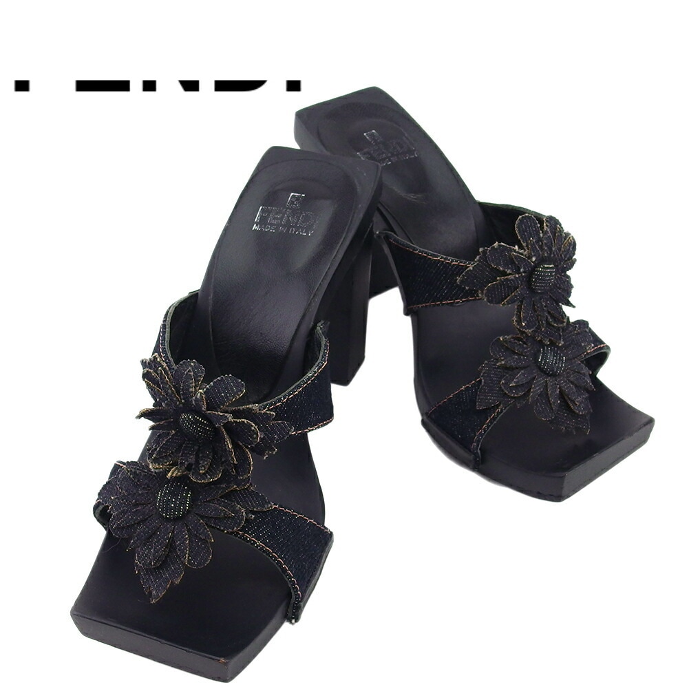 ミュール インディゴデニム×ブラック レディース 中古