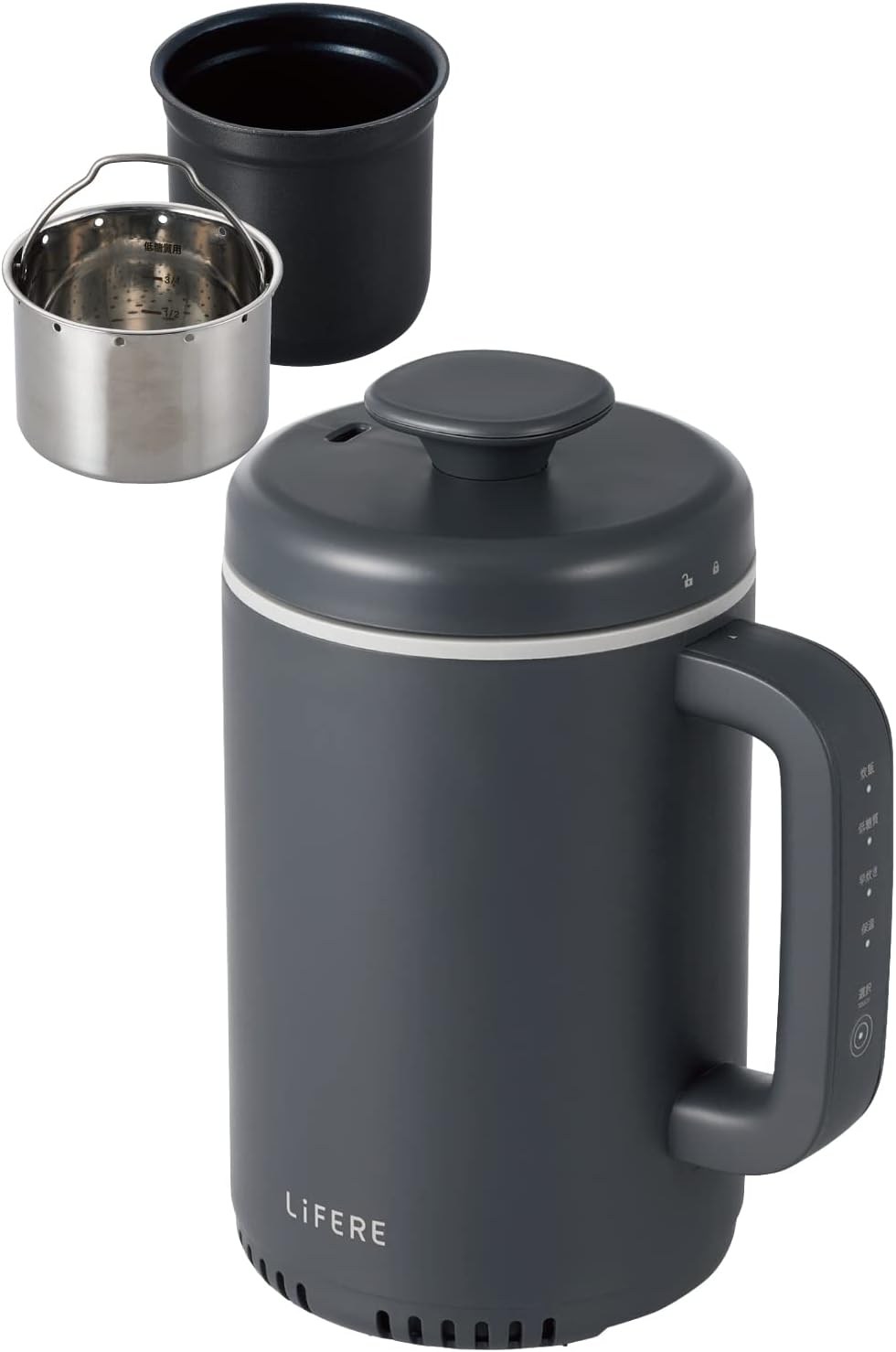 エレコム IH炊飯器 小型 1合炊き コンパクト設計 低糖質モード 一合厚釜採用 ひとり暮らし用 ケトルサイズ LiFERE ブラック HAC-RCIH01BK炊飯器