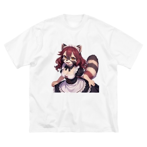 【文字入れ可能受注生産】タヌキの女の子　メイド　ケモナー ビッグシルエットTシャツ