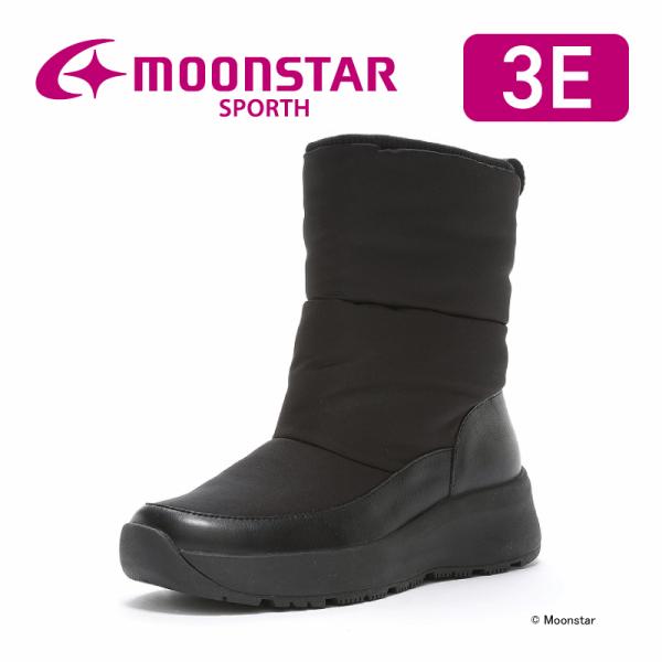 ムーンスター 本革 革靴 透湿防水 防滑 レディース スノーブーツ シューズ 靴 黒 母の日 スポルス moonstar SP0290CSR ブラック [2024年秋冬新作] 9月未定日発売