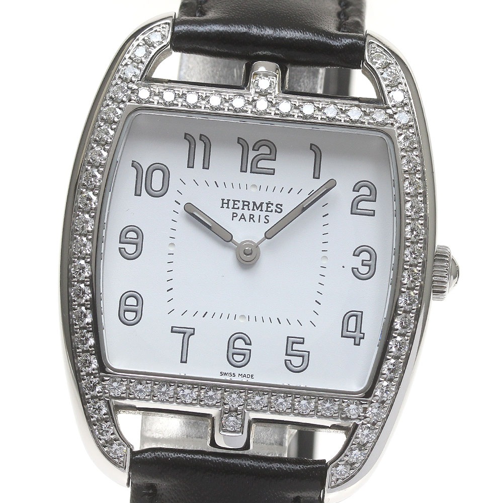 エルメス HERMES CT1.730 ケープコッド トノー ダイヤベゼル クォーツ レディース _842324【中古】