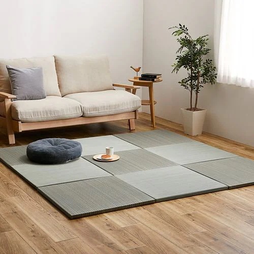 【メーカー直送品】萩原 【12枚組】置き畳 紗彩 約65×65×2.5cm ブルー