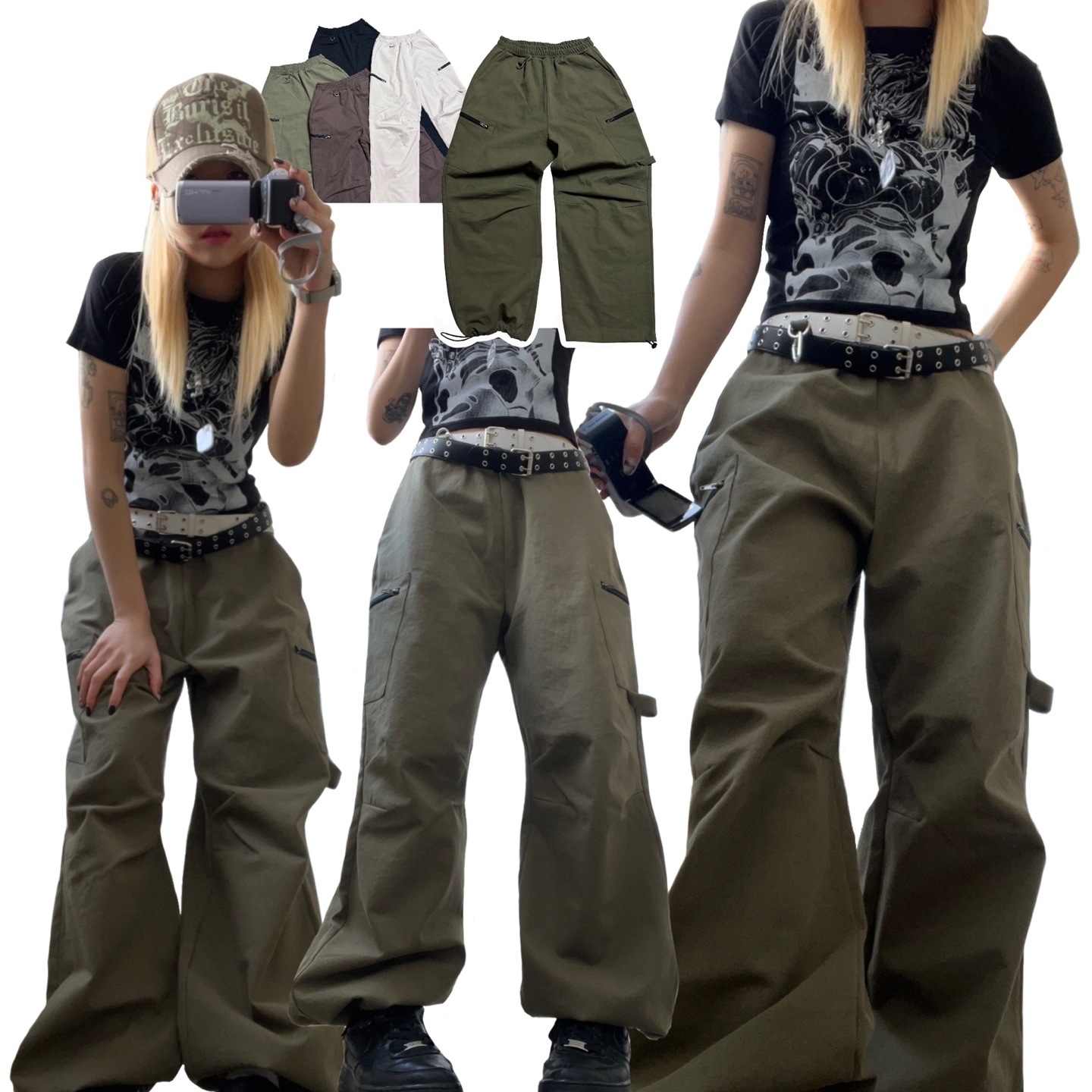 Zipper pocket banding jogger pants (4color) / Y2K ビンテージ ファスナー ポケット バンディング ジョガーパンツ