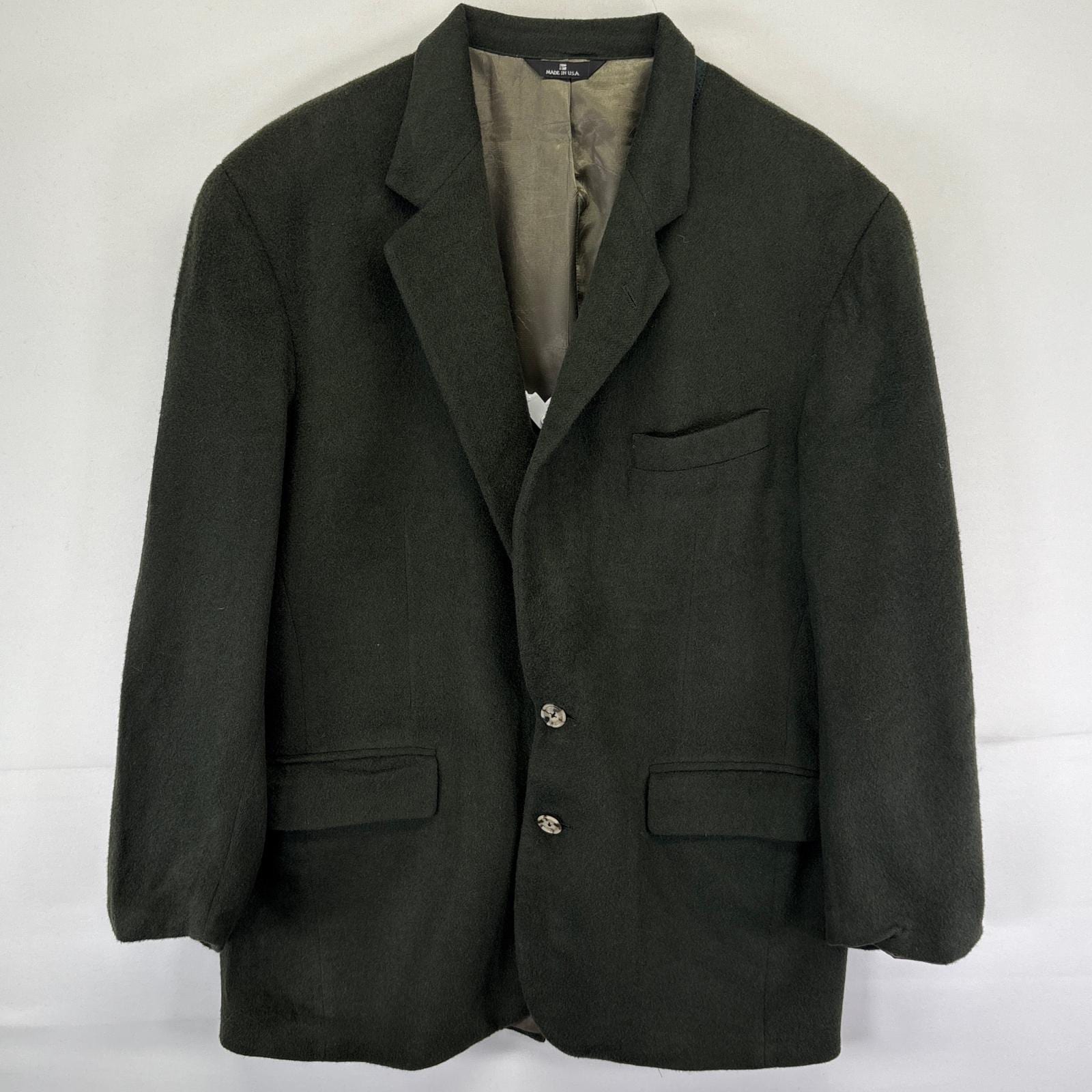古着 USA製 テーラードジャケット モヘア ウール ブレザー 2ボタン グリーン系 メンズ
