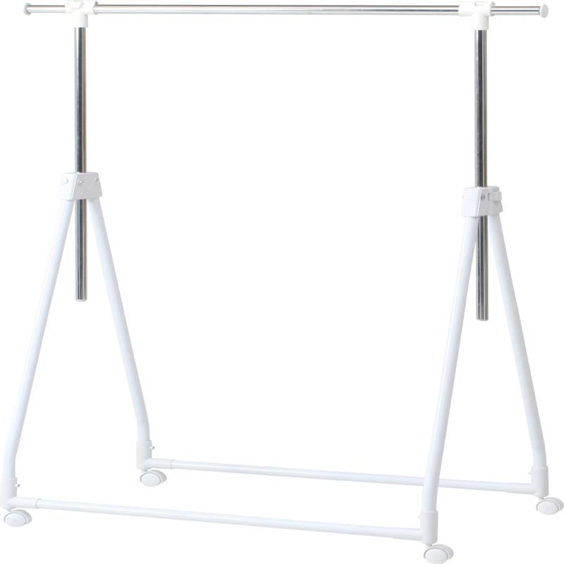 不二貿易(Fujiboeki) ハンガーラック 折りたたみ 幅84~127×奥行48×高さ100~167 ホワイト 縦横伸縮 コンパクト収納 キャスター付き 70393