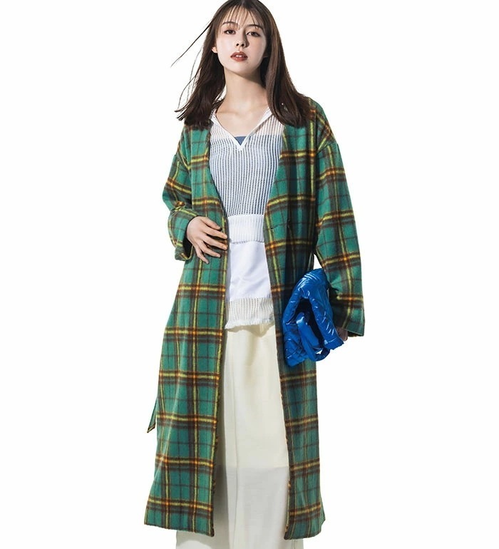 [最安値挑戦]！ビッグチェック柄シャギーコート レディース 秋 コート ジャケット M-3L
