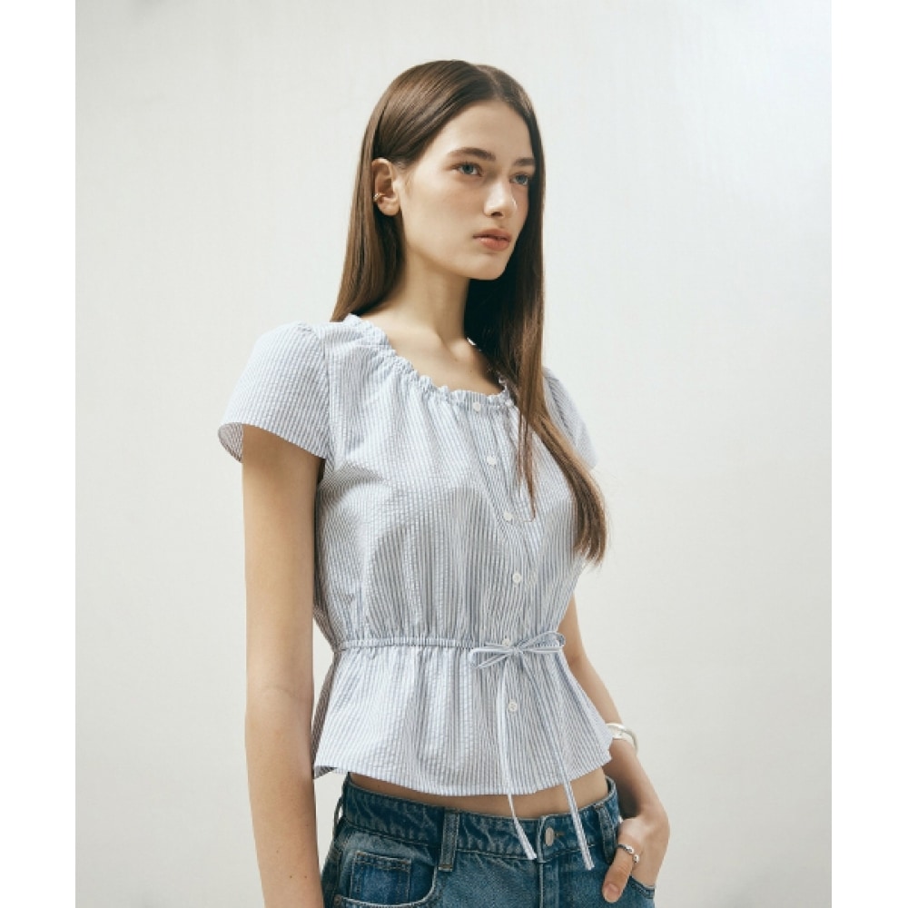 ミクソ Rネックストリングフェザントブラウス_MIWBWF818G