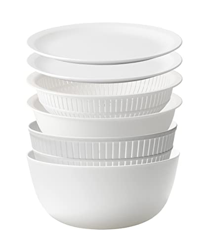 ライクイット (likeーit) ざる ボウル 電子レンジ対応 Colander&Bowl 米とぎにも使える ザルとボール ホワイト 6点セット 日本製 水切り 湯切り可能 耐熱ボウル