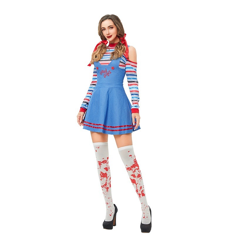 サーカスピエロコスチュームハロウィン大人用コスチュームcosホラーゴーストドールメイドドレスソウルドール