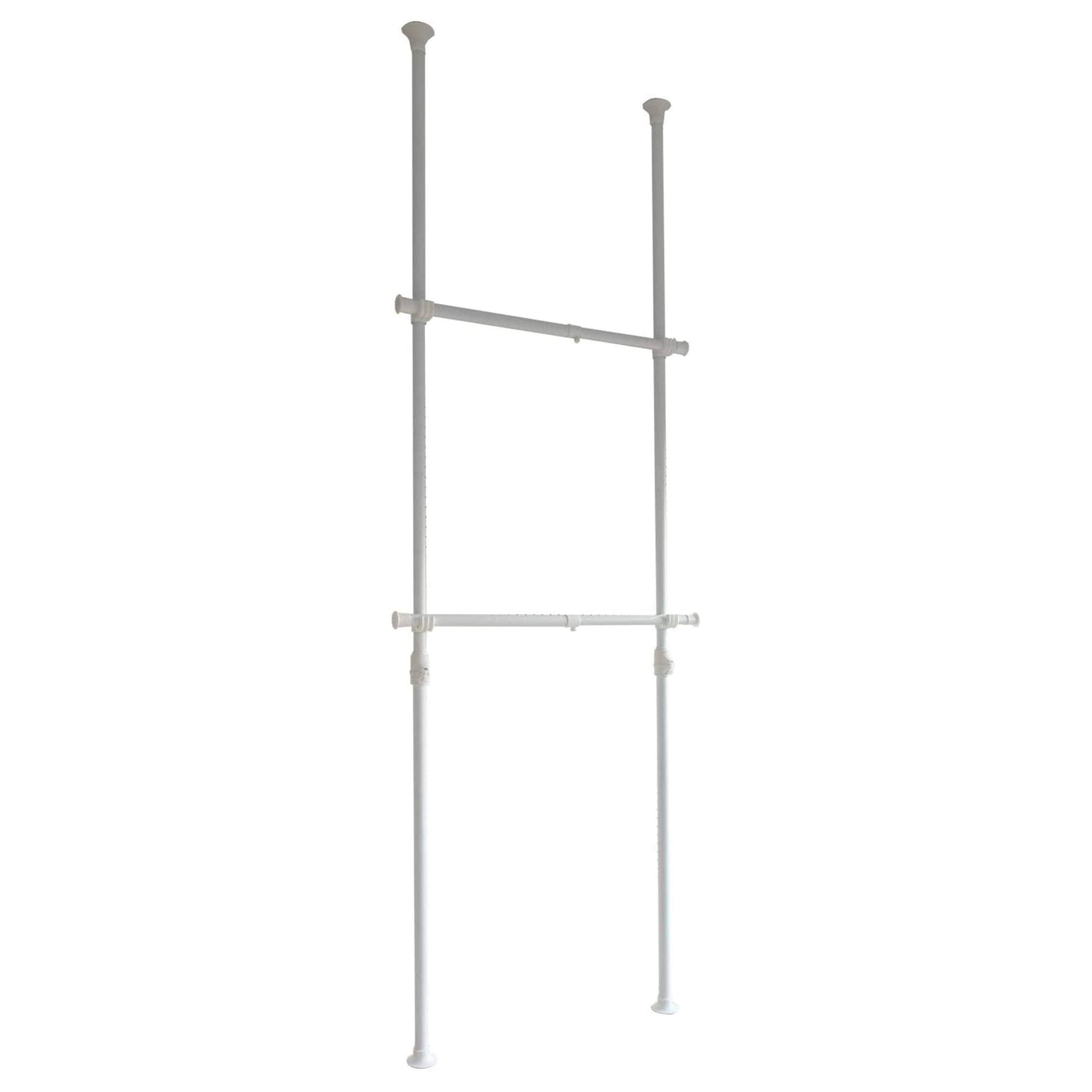 山善(YAMAZEN) 突っ張り ハンガーラック 衣類収納 大容量 耐荷重60kg かんたん突っ張り(実用新案取得済) 高さ 縦横 伸縮 幅97.5cm 布団も干せる 組立品 マットホワイト WJ-7