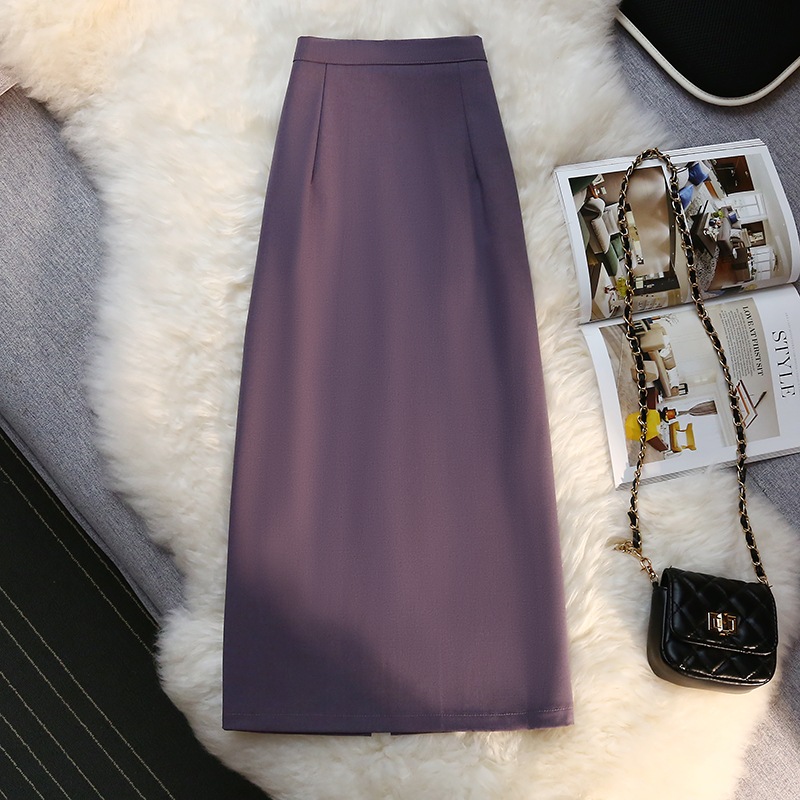 スカート ボトムス ロングスカート 膝下 ミモレ ミモレ丈 Iライン スマート ハイウエスト レトロ 大人女子 無地 春 夏 秋 冬 オールシーズン 個性的 ブラック パープル S M L XL 4,932円