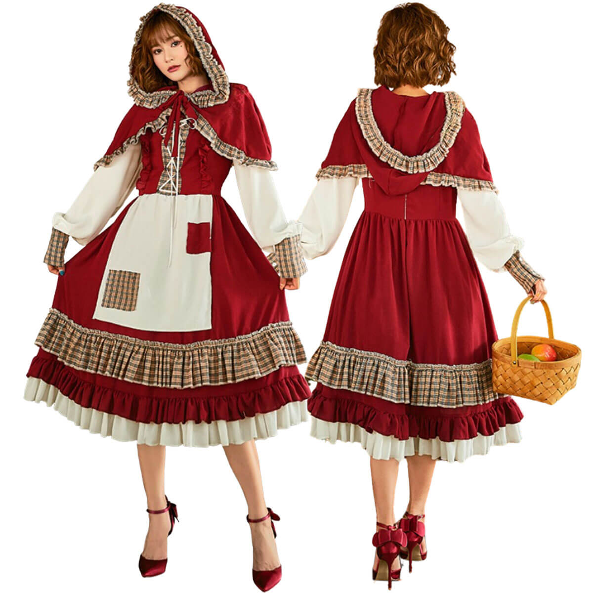 【お買い物マラソン限定P+5倍】赤ずきん コスプレ ハロウィン 仮装 レディース 女性 大人 あかずきん コスチューム ハロウィーン 衣装 Halloween コス 赤ずきん ワンピース 本格 高品質