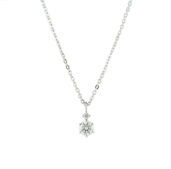ネックレス レディース 2粒モチーフ キュービックジルコニア シルバー