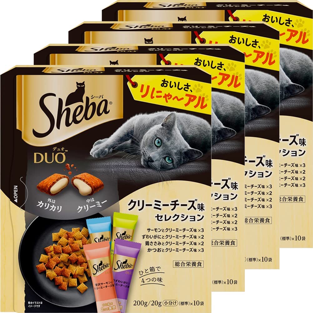 シーバ (Sheba) デュオ キャットフード クリーミーチーズ味セレクション 成猫用 200g4個(まとめ買い)