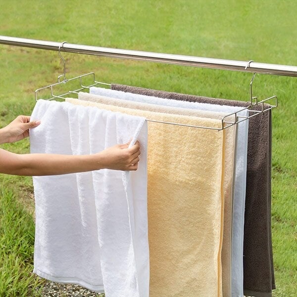 洗濯ハンガー フックが折りたためるバスタオルハンガー 5枚干し 送料無料 バスタオル