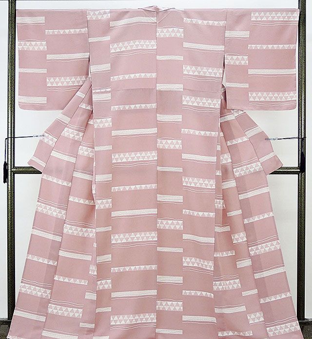 単衣 小紋 新品仕立済 正絹 単衣 横段鱗模様 小紋 新品 仕立て上がり 着物