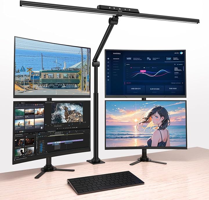 デスクライト LED 電気スタンド クランプ式 目に優しい 高演色Ra95 明るさ1800Lx スタンドライト 調光調色 背面ライト付き(ブラック, クランプ式(ブラック)) 10,800円