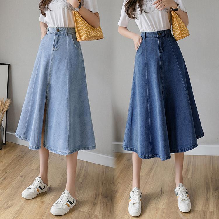 カジュアル 40代 オシャレ大人可愛い 通勤 ボトムス ハイウエスト マキシ丈 Aラインスカート レディース デニム フレアスカート 春夏 ロング丈 【Primepic】【急速出荷】デニムスカート