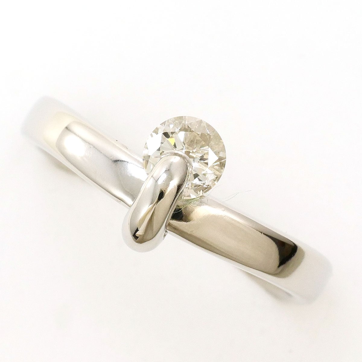 PT900 プラチナ リング・指輪 11号 ダイヤモンド 0.346ct SI2 鑑定書 総重量約5.1g 中古