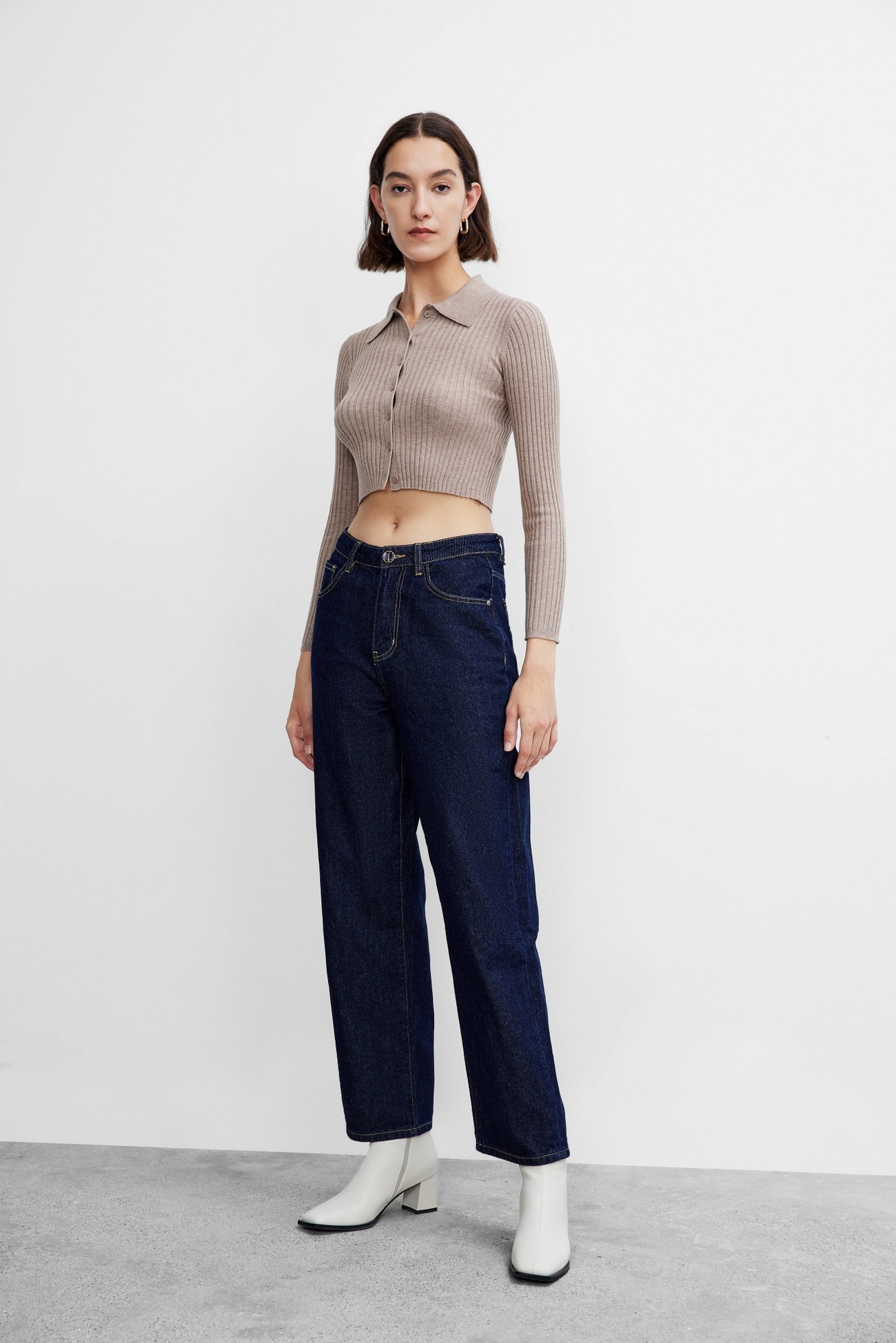 レディースファッション ピットストライプ ポロカラーセーター ニットTシャツ 春 秋 S M L XL トップス Tシャツ シャツ ニットソー 袖あり 長袖 かわいい 大人可愛い きれいめ シンプル