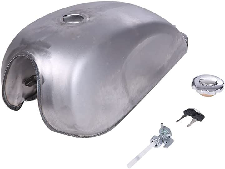 ガソリンタンク 9L タンクキャップ フューエル コック キー 付き セット 未塗装 ヴィンテージ カフェレーサー バイク オートバイ カスタム パーツ 汎用 社外品(シルバー) 8,316円