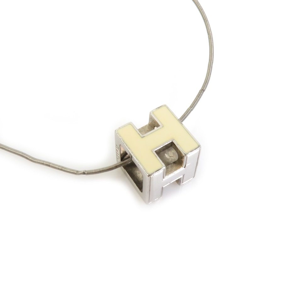 エルメス HERMES ネックレス Hキューブ カージュドアッシュ メタル/エナメル シルバー/オフホワイト レディース e58755g 17,100円