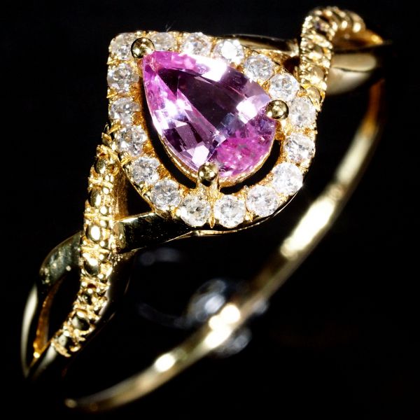 【予約】 刻印有 指輪 リング サファイア ピンク ダイヤモンド 天然石 18金 RGDRI YG 指輪