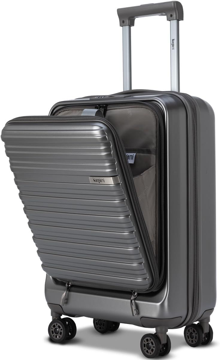 スーツケース フロントオープン キャリーケース 拡張機能付き 前開き 機内持ち込み キャリーバッグ ABS+PC 耐衝撃 静音 軽量 日乃本キャスター YKKファスナー(グレー Sサイズ 45L容量