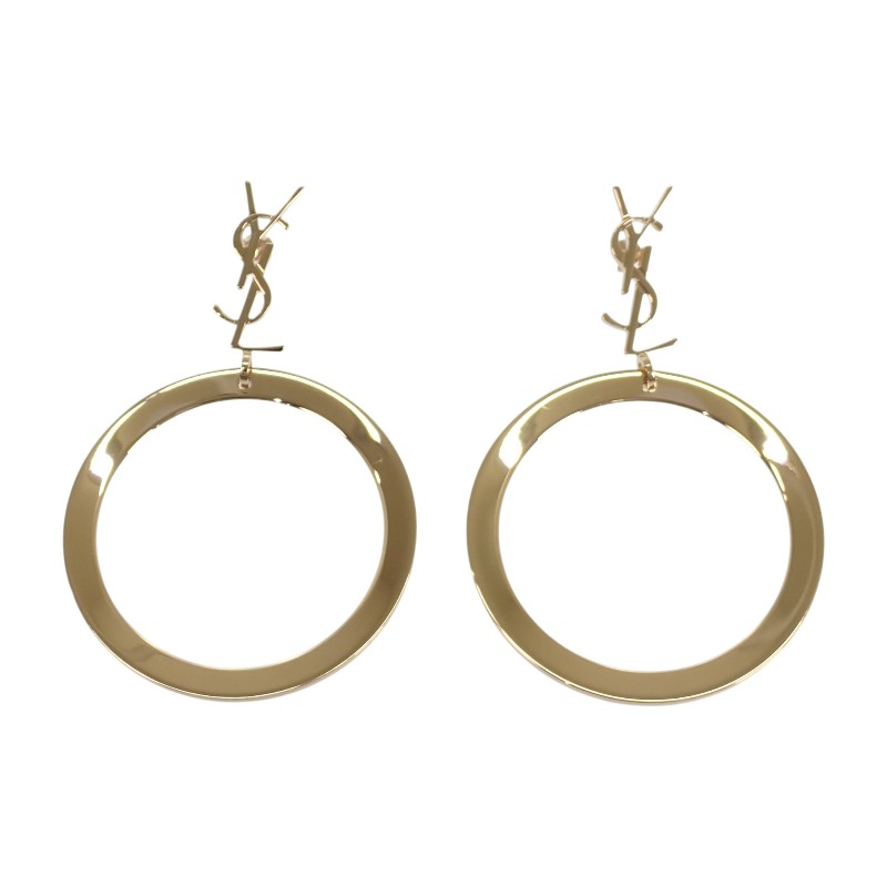 ペンダントフープイヤリング 784142Y15008030 ピアス メタル ゴールド 金色 レディース カサンドラ YSL 保存箱付属【Aランク】