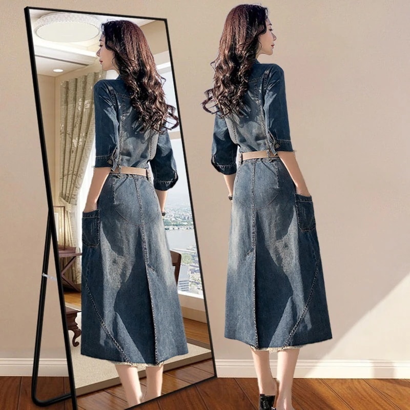 デニムスカート 2025 春 ミドル丈 ロイヤルドレス