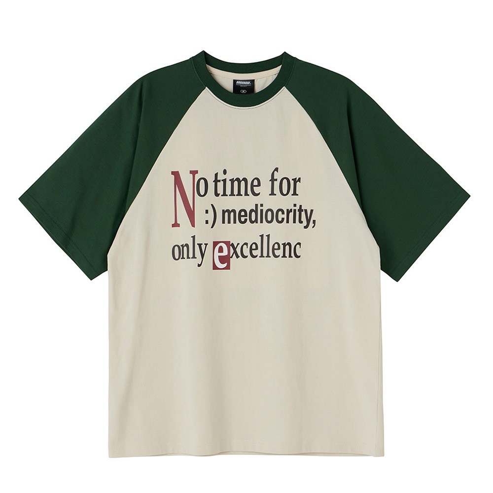 No Time Raglan Colorblock Oversized T-Shirt Green