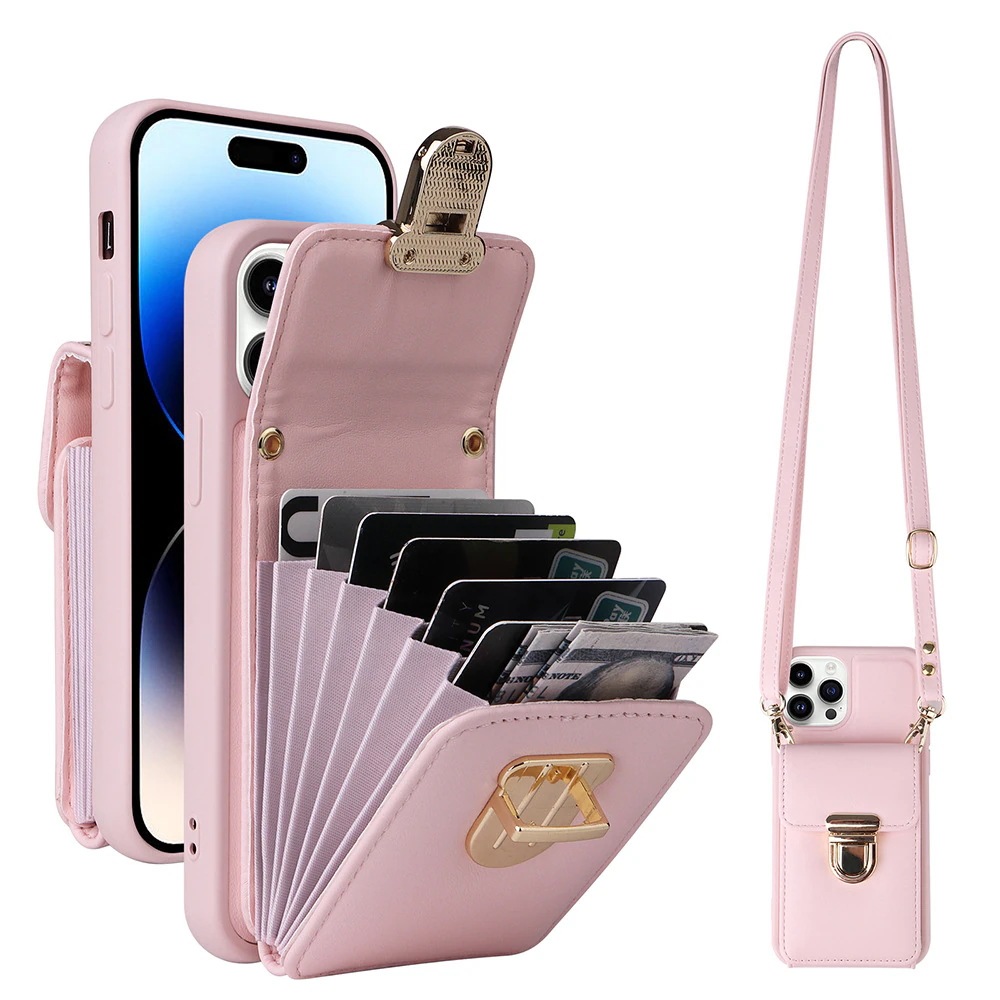 iPhone 15 ケース ショルダー付き 肩掛け 斜めかけ 財布型 ICカード収納 スタンド機能 iPhone 14 13ProMax 12 12Pro 11 7 XS Max XR 携帯ケース