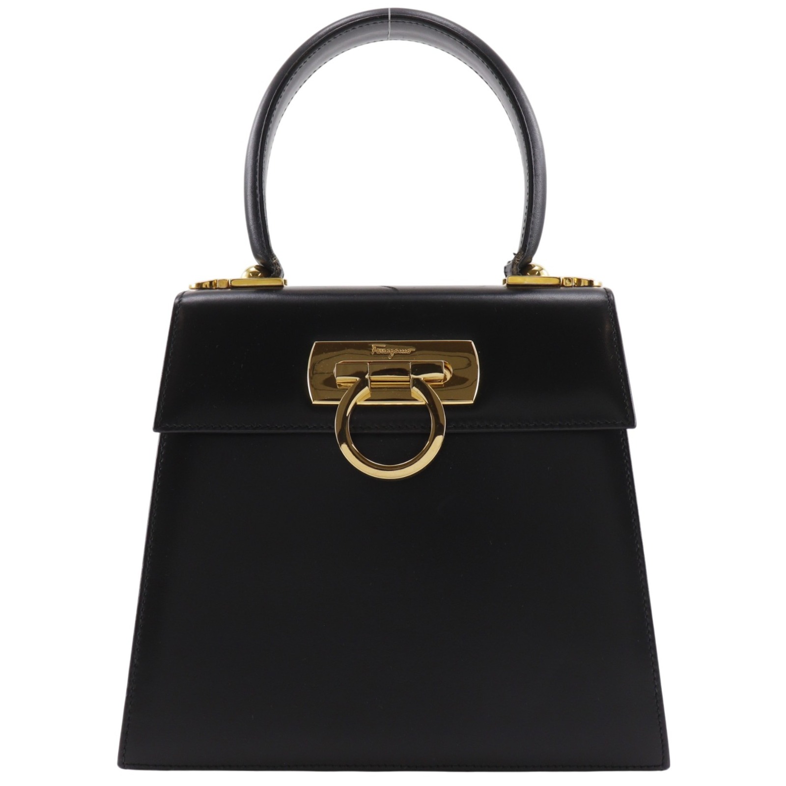 Salvatore Ferragamo サルヴァトーレフェラガモ ガンチーニ BX-212193 ハンドバッグ カーフ 黒 レディース 中古品