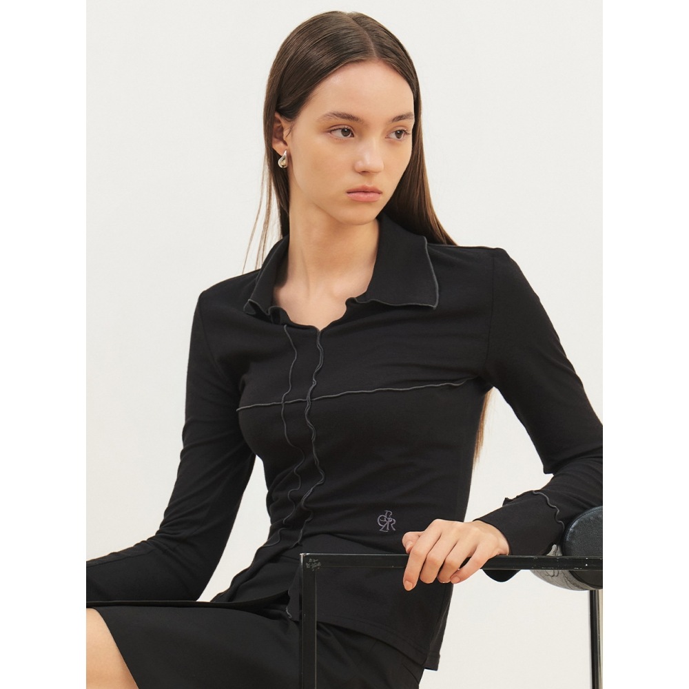 CITYBREEZE ラインポイントカラーロングスリーブ T シャツブラック