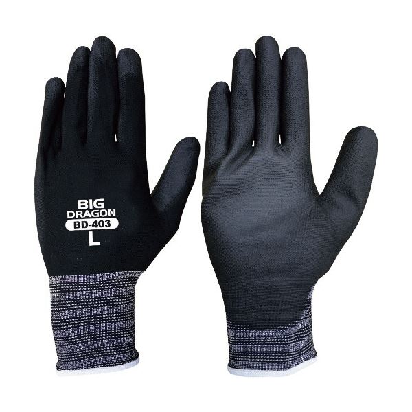 （まとめ）富士グローブ ウレタンゴールド BD-403 L ブラック 1パック（10双）[x3]