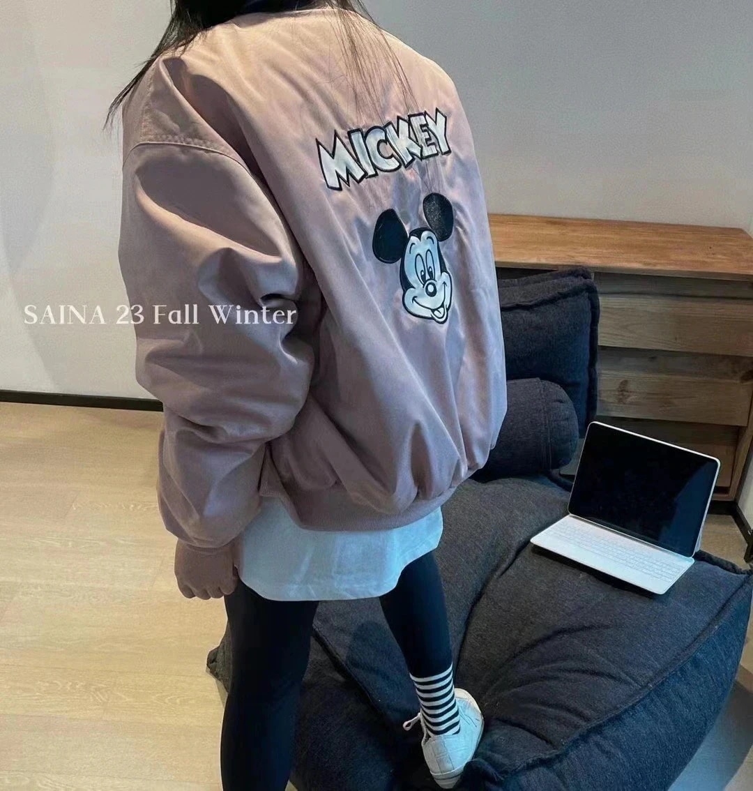 ミッキーミッキー刺繍キルティングジャケット野球ユニフォームカジュアルプロテクションジャケット