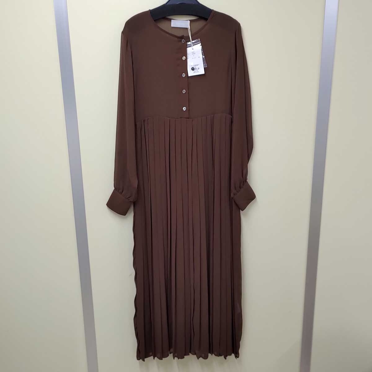 【中古・未使用品】OUTERSUNSET ワンピース pleated one piece 2022SS M ブラウン 1216011 レディース アウターサンセット