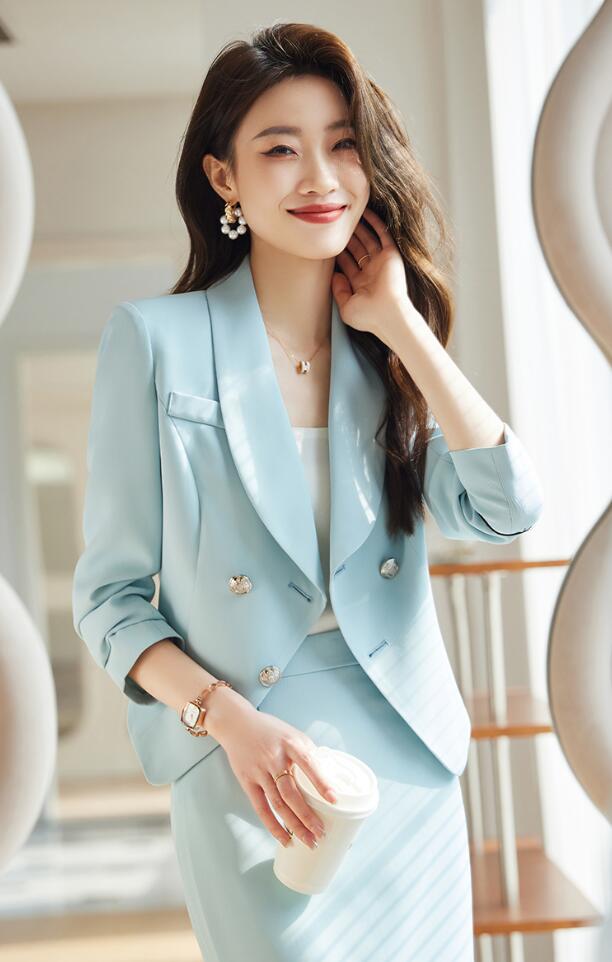 スカートスーツ おしゃれスーツ 事務服 スーツ セット レディース 長袖 春秋 春夏 無地 白 黒 青 フォーマル 結婚式 二次会 エレガント 優雅 OL オフィス ビジネス 通勤就活面接 入社 ママ