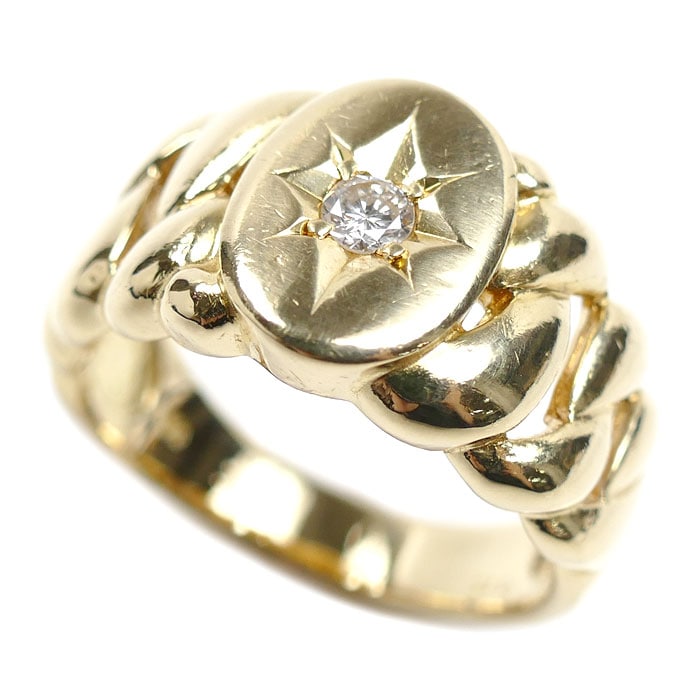 K18YG イエローゴールド リング・指輪 ダイヤモンド0.15ct 19.5号 9.5g メンズ 中古