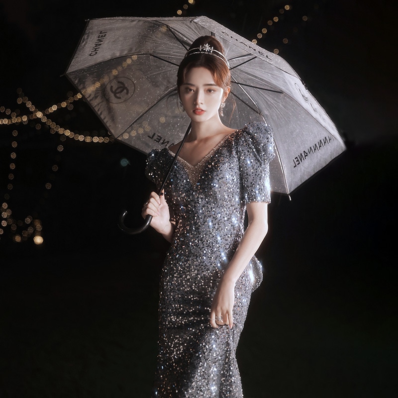 レディース ワンピース ドレス ロング 半袖 Vネック タイト マーメイド きれいめ 上品 エキゾチック クール モード系 エレガント モダン 主役級 存在感 ラグジュアリー ロマンティック 無地 春