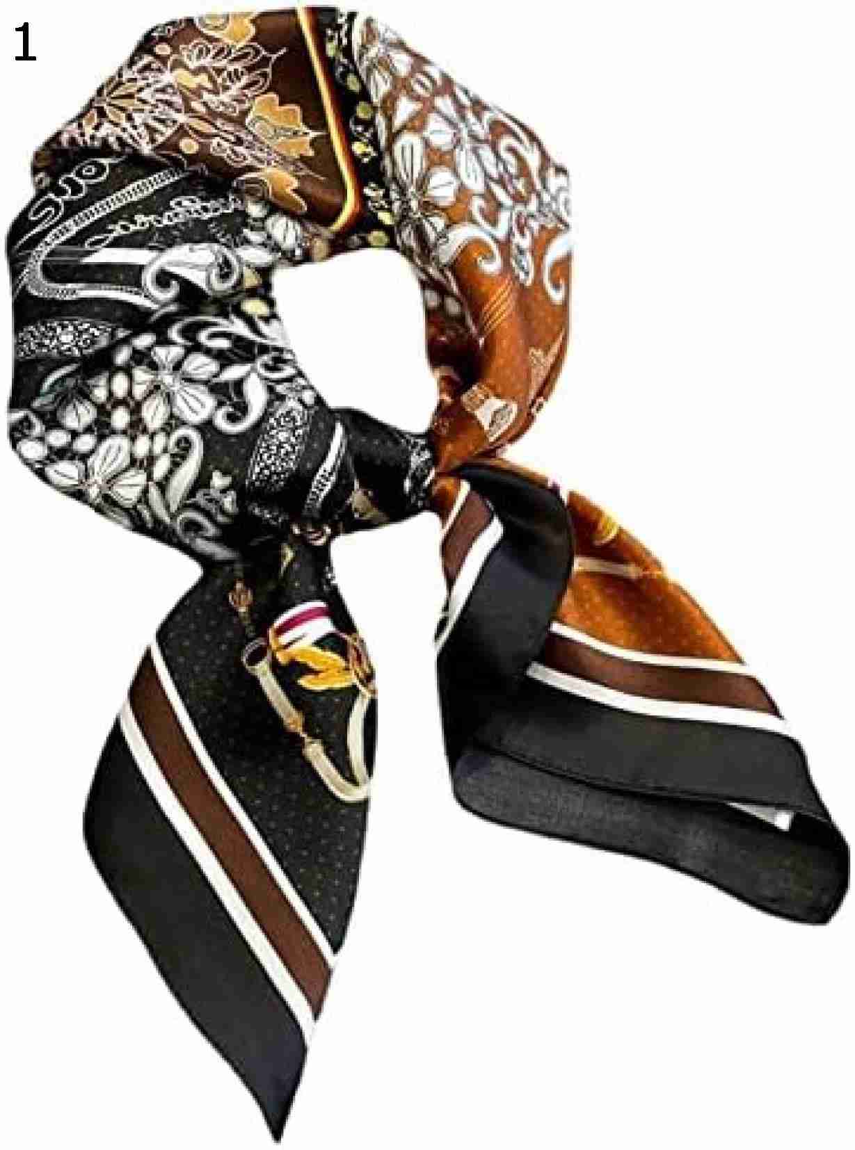 【20%OFFクーポン～】女性のスカーフ 春と秋の薄いパッチワーク 2 色ボタニカル チェーン巻き裾 70 センチメートル スカーフ装飾的な正方形のスカーフ ソフトスカーフラップビーチカバー