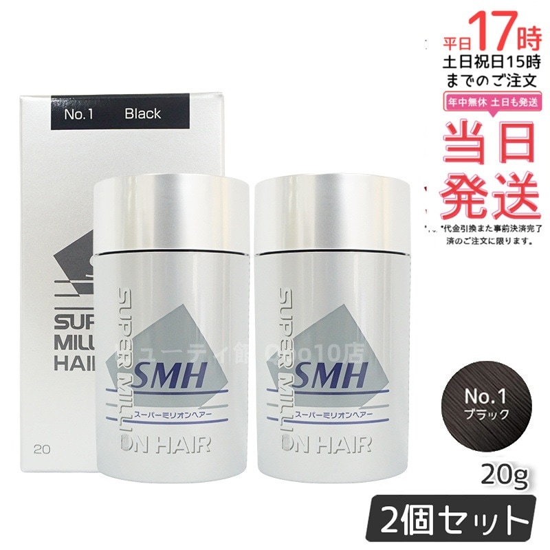 【2個セット】ルアン スーパーミリオンヘアー 20g No.1 ブラック 髪 頭 薄毛隠し 薄毛 分け目 つむじ ボリューム 男性 女性 白髪かくし