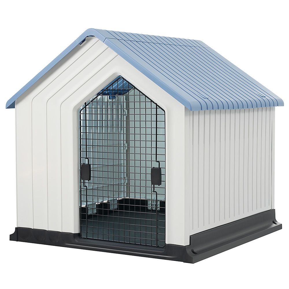 犬小屋 ドア付き ペットハウス ペットケージ プラスチック製 犬 室内犬 室外 ペットゲージ オシャレ ボブハウス ペットハウス ペットサークル L ブルー