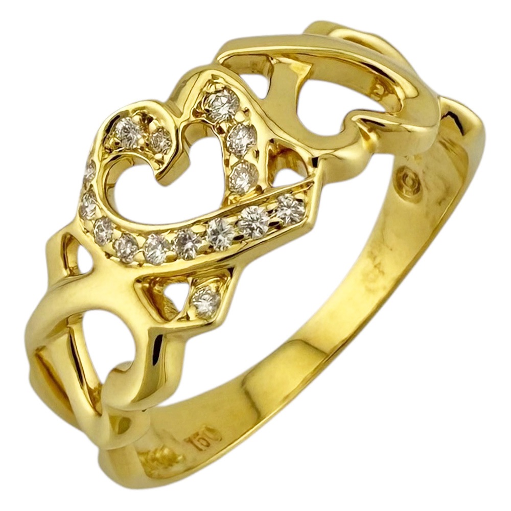 ティファニー ラビングハート リング 指輪 12.5号 18金 K18イエローゴールド ダイヤモンド TIFFANY&Co. 中古 美品