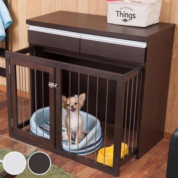 ペットケージ 家具調 スライド式サークル スタイリッシュ 幅90cm ペットサークル ケージ ハウス ペット ペット用品 ゲージ 日本製 完成品 木製 収納 引き出し 省スペース 小型犬
