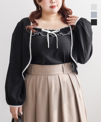 大きいサイズ レディース LL 3L 4L XL XXL XXXL CLETTEオリジナルバイカラーキャミ＆ボレロセット