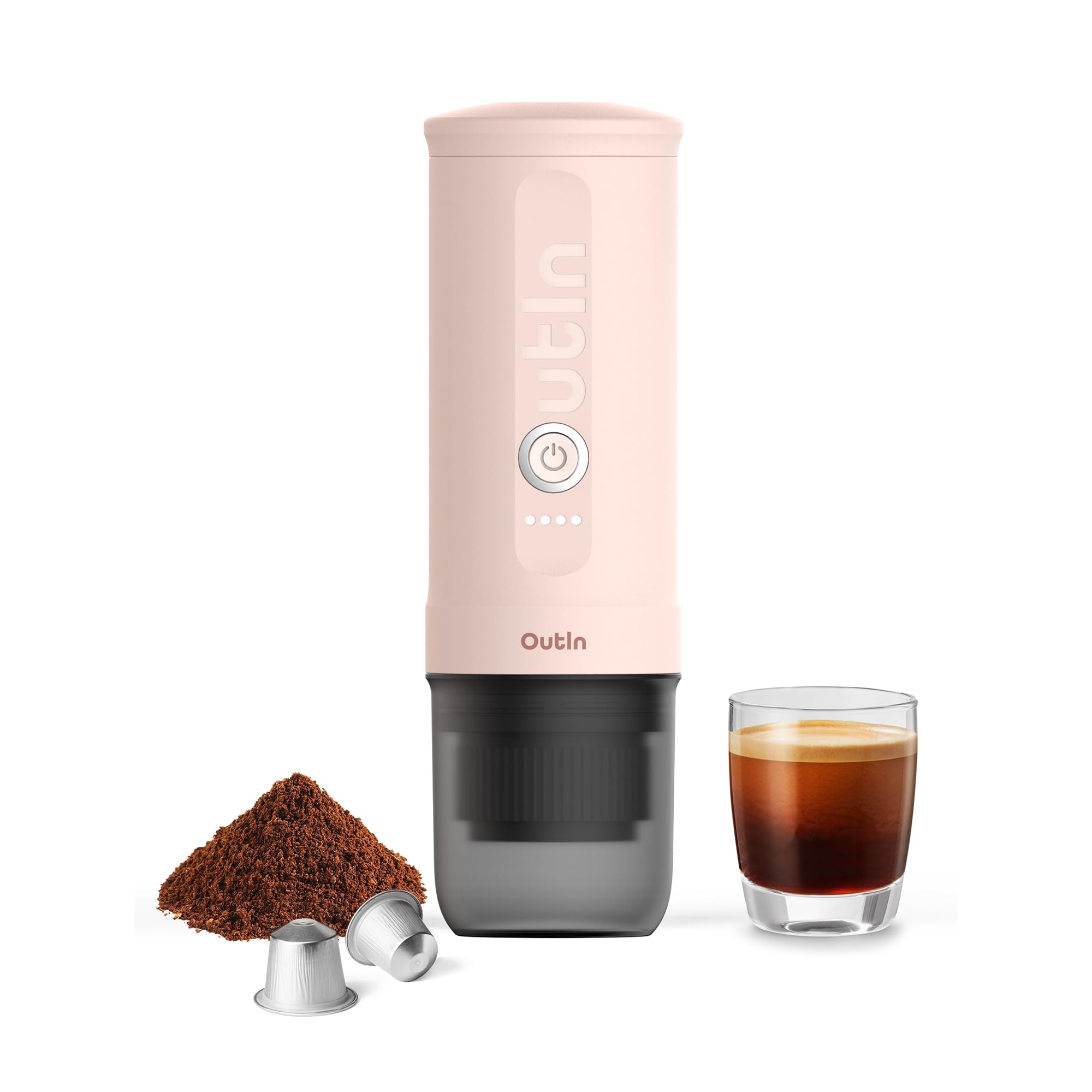 OutIn Nano ポータブル電動エスプレッソマシンキャンプ用トラベルコーヒーメーカー車用コーヒーメーカー USB-C 対応自己発熱式挽きたてコーヒー＆NS カプセル付きRVハイキングオその他